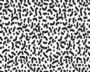 Beyaz arka planda siyah konfeti olan kusursuz bir desen.