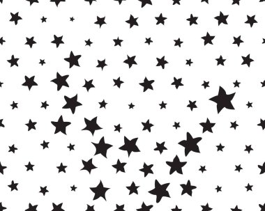 Beyaz arkaplanda siyah yıldızlı pürüzsüz desen
