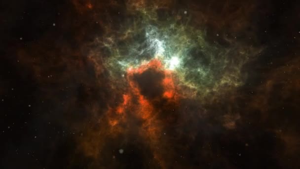 Orange Och Grön Nebulosa Burst Bakgrund Loop Har Nebulosa Gröna — Stockvideo