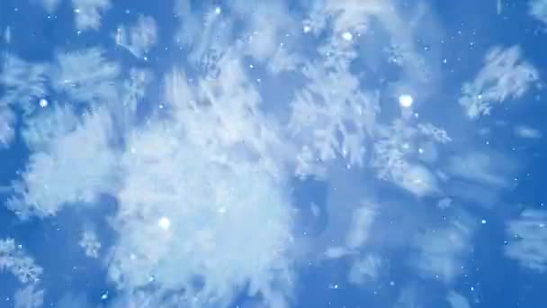 Snöflingor Blåser Framåt Bakgrund Loop Funktioner Snöflingor Och Partiklar Flyger — Stockvideo