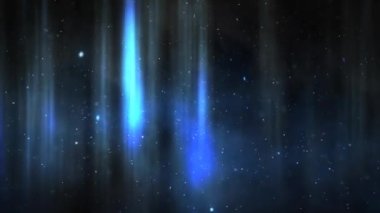 Space Blue Lights and Partiticles Atmosfer 4K döngüsü parçacıklar ve ışık çizgileriyle koyu mavi bir uzay atmosferine sahiptir..