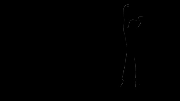 Female Silhouette Figure Dancing White Outline Features Silhouette Female Dancer — 图库视频影像