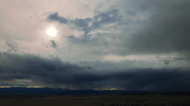 Dronen Time Lapse View Storm Hovering Pikes Peak Har Utsikt – stockvideo