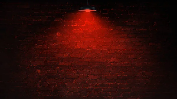 Red Light Brick Wall with Fog Background features a brick wall with a red lamp hanging down and swinging slightly with fog rolling by.