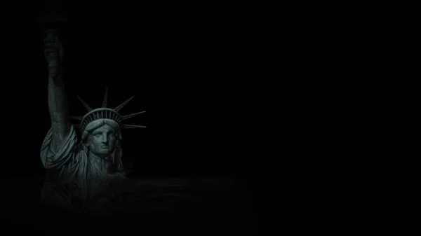 Liberty Sinking Night Background Presenta Una Statua Della Libertà Sommersa — Foto Stock