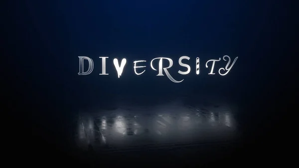 Diversity Text Metallic Features Word Diversity Made Different Reflective Metallic — Stock Photo, Image