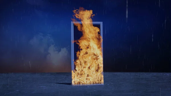Door Fire Concrete Plain Zeigt Eine Tür Mit Weißem Rahmen — Stockfoto