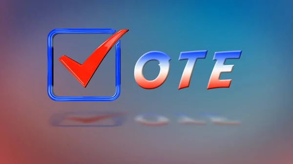 Vote Checkbox Red and Blue Gradient features the word vote with a checkmark in a box representing the V in the word vote with a gradient red and blue background.