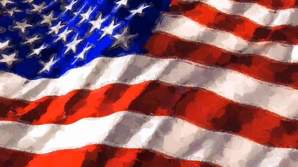 Pittura Impressionista Della Bandiera Americana Caratterizza Una Bandiera Americana Che — Foto Stock
