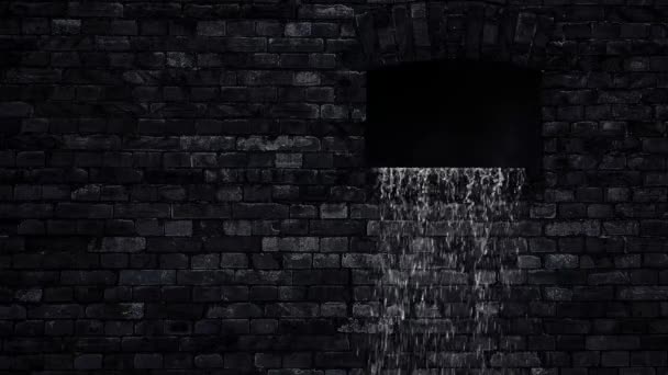 Rock Wall Vízzel Csöpög Ablakon Hurok Egy Sötét Fal Egy — Stock videók