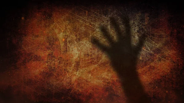 Ręka Cień Ścianie Grunge Przedstawia Cień Dłoni Ścianie Grunge Cząsteczkami — Zdjęcie stockowe