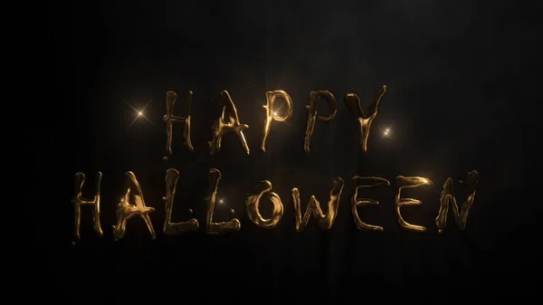 Happy Halloween Golden Glitter Διαθέτει Μια Μαύρη Ατμόσφαιρα Καπνό Και — Φωτογραφία Αρχείου