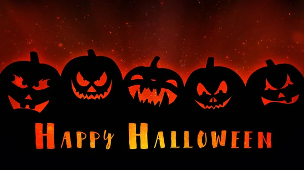 Happy Halloween Jack Lantern Silhouette Features Silhouette Five Jack Lanterns — Stock Photo, Image