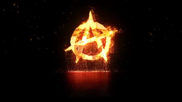 Anarchia Szimbólum Égés Szikrák Hurok Tartalmaz Egy Anarchia Szimbólum Tűz — Stock videók
