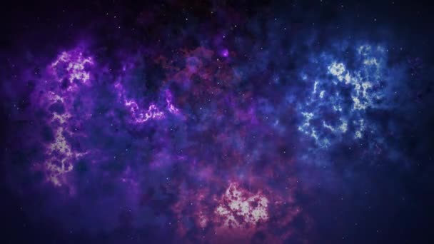 Flying Blue Nebula Space Stars Loop Voorzien Van Een Cameraweergave — Stockvideo