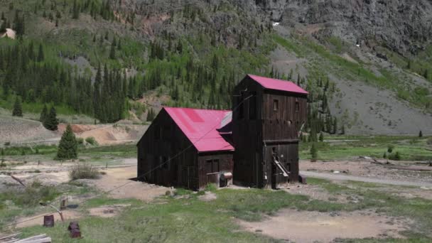 Minería Abandonada Vista Aérea Howardsville Colorado Cuenta Con Una Vista — Vídeo de stock