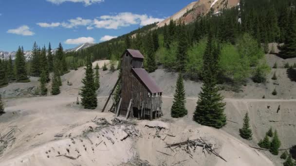 Abandoned Mining Mill Pull Away Vicino Red Mountain Colorado Dispone — Video Stock