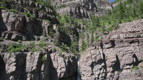 Drone Static View Top Cascade Falls Ouray Colorado Apresenta Uma — Vídeo de Stock