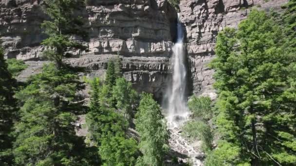 Drone Static View Distance Cascade Falls Ouray Colorado Apresenta Uma — Vídeo de Stock