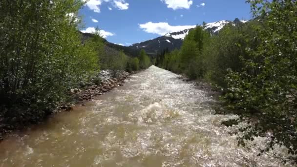 Statisk Utsikt Över Kanal Nära Ouray Colorado Har Låg Utsikt — Stockvideo