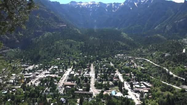 Statisch Uitzicht Ouray Colorado Vanaf Perimeter Trail Biedt Uitzicht Stad — Stockvideo