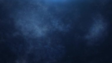 Mavi Atmosfer Bulutları ve Parçacık 4K döngüsü siyah bir atmosferde mavi bulutlar ve parçacıklar ekran dışına akan bir döngü içerir.