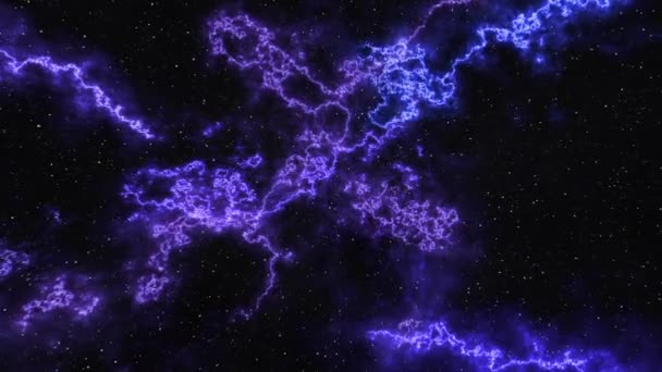 Space Lightning Stars Flight Loop Διαθέτει Προβολή Κάμερας Που Πετάει — Αρχείο Βίντεο
