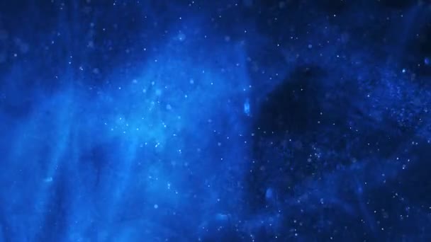 Cosmic Dust Blue Glow Background Loop Apresenta Fumaça Como Partículas — Vídeo de Stock