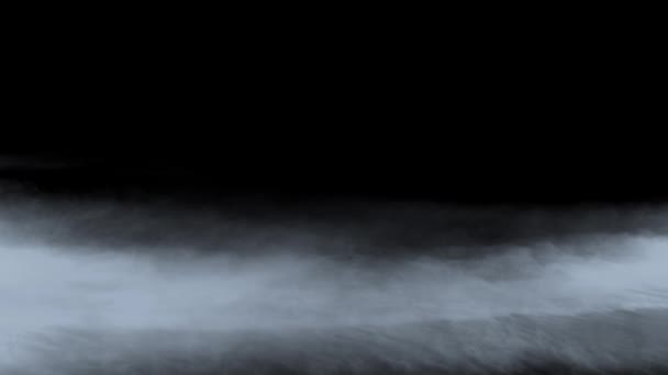 Ground Fog Creeping Black Background Loop Apresenta Espessa Neblina Chão — Vídeo de Stock