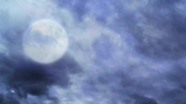 Full Wolf Moon Cloud Crawl Loop Apresenta Uma Lua Cheia — Vídeo de Stock