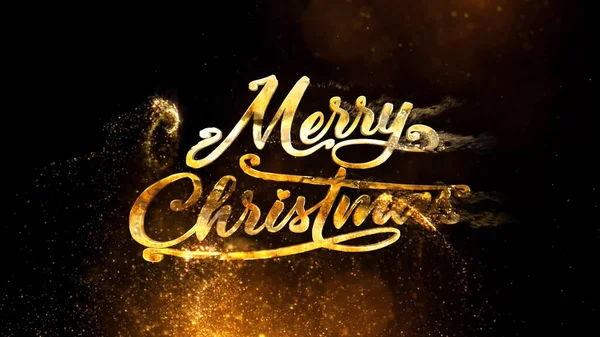 Goud Glitter Merry Christmas Beschikt Gouden Glitter Deeltjes Bewegen Door — Stockfoto