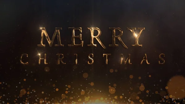 Golden Metallic Christmas Background Presenta Partículas Doradas Elevándose Mensaje Feliz Fotos de stock libres de derechos