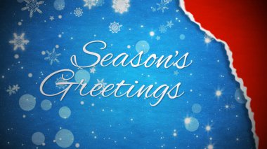 Mevsimler Kutlama Paketleri Açık desenli kağıt, bir katmanı açık bırakarak ve bir Mevsim Selamlama mesajını kar taneleriyle ortaya çıkararak, yapay zekayla değil, Noel renklerinde kağıt parçalarıyla bir hediye sunar. oluşturulmuş.