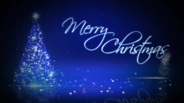 Particle Christmas Tree Merry Christmas Presenta Neve Che Cade Atmosfera — Foto Stock