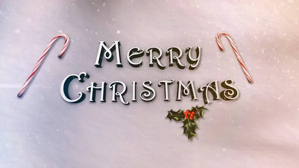 Snowy White Merry Christmas Sfondo Presenta Parole Buon Natale Font Immagini Stock Royalty Free