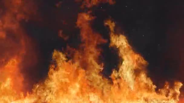 Kızgın Ateş Duman Cehennemi Döngüsünde Alevlerin Küllerin Siyah Bir Atmosfere — Stok video