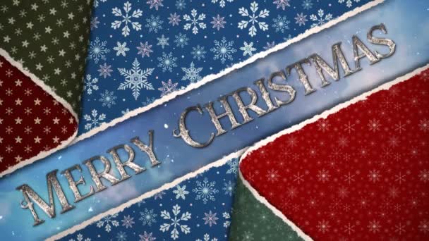 Gift Wrap Open Wesołych Świąt Tło Pętli Funkcje Boże Narodzenie — Wideo stockowe