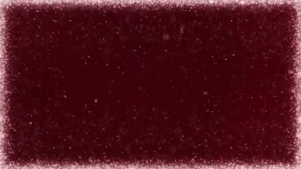 Kırmızı Arkaplan Döngüsündeki Kar Parıltısı Çerçevesi Parçacıkların Bir Döngü Içinde — Stok video