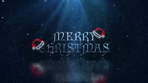 Merry Christmas Neon Santa Hats Loop Features Merry Christmas Metallic — Stockvideo