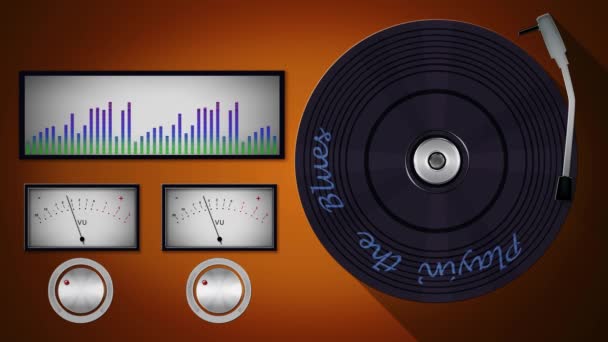 Record Player Blues Music Background Loop Offre Une Vue Tourne — Video