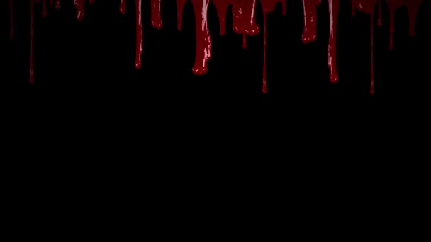 Blood Dripping Zwarte Achtergrond Functies Strengen Van Donker Rood Bloed — Stockvideo