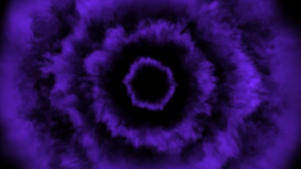 Фиолетовый Космический Дым Кольцо Полета Фон Петля Показывает Кольца Фиолетового — стоковое видео