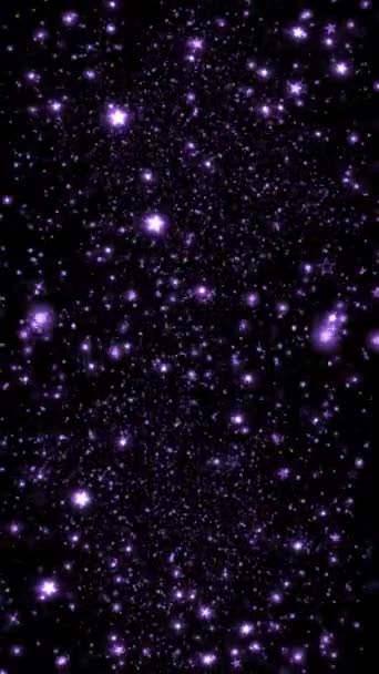 Фиолетовые Искры Черной Вертикальной Петли Имеет Блеск Звезды Поле Черного — стоковое видео
