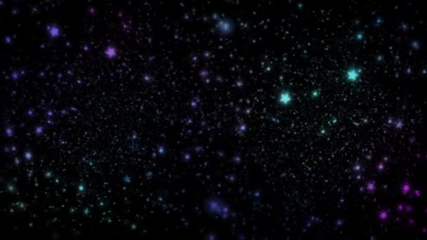 Гравировка Sparped Aqua Background Loop Изображает Искры Звезды Поле Черного — стоковое видео