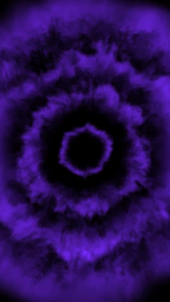 Пурпурный Космический Кольцо Полета Вертикальный Петля Показывает Кольца Фиолетового Дыма — стоковое видео