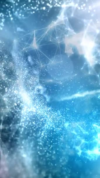 Verticale Blauwe Plexus Deeltjes Loop Heeft Een Blauwe Atmosfeer Gevuld — Stockvideo
