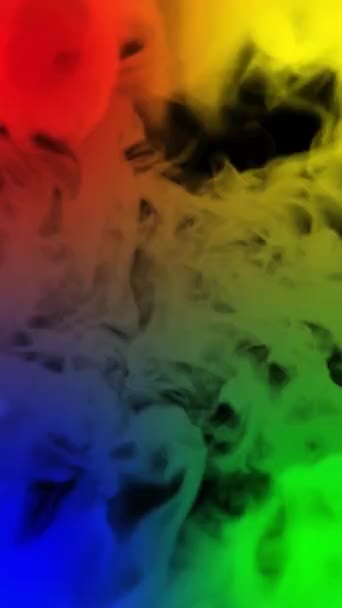 Vertical Rainbow Smoke Twist Background Loop Apresenta Torções Fumaça Animando — Vídeo de Stock