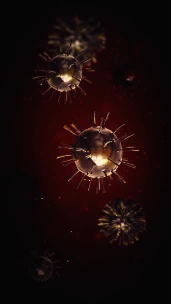Dikey Virüs Öfkeyle Saldırmak Döngü Kırmızı Siyah Atmosferde Süzülen Dikey — Stok video