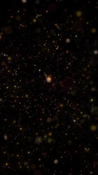 Verticale Golden Snowflake Glitter Achtergrond Loop Beschikt Gouden Deeltjes Sneeuwvlokken — Stockvideo