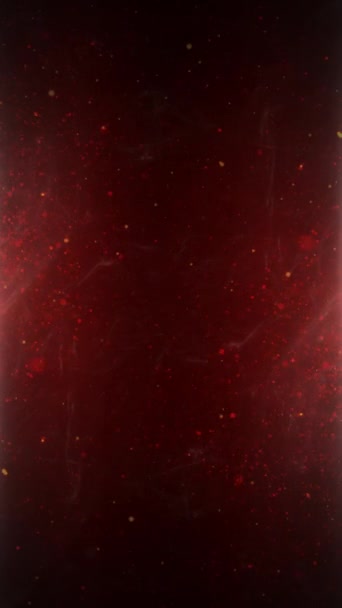 Vertical Red Gold Particle Misty Atmosphere Apresenta Partículas Fumaça Fluindo — Vídeo de Stock